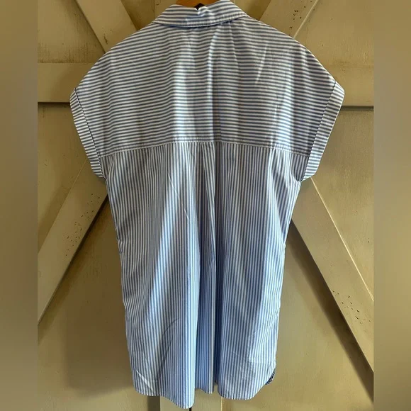UNTUCKit Light Blue and White Striped Shirt Dress - Picture 6 of 7